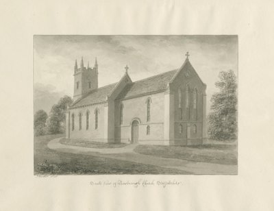 Igreja de Newborough: desenho de lavagem sépia de John Buckler