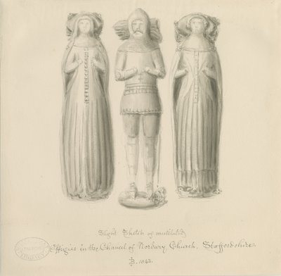 Igreja Norbury - Effigy [de Sir Edward Botiler]: desenho sépia de John Buckler