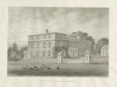 Okeover Hall: desenho em sépia, 1847 de John Buckler