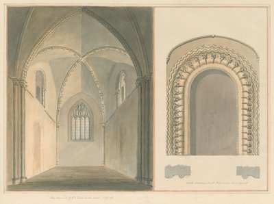 Oxfordshire - Oxford - Capela-mor e entrada sul de São Pedro na Igreja Oriental, 1803 de John Buckler
