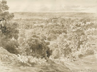 Patshull House and Park: desenho de lavagem sépia de John Buckler