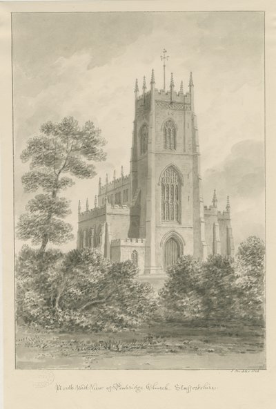 Igreja Penkridge: desenho em sépia de John Buckler