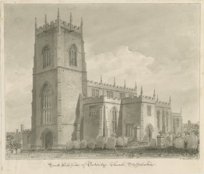 Igreja de Penkridge: desenho em sépia, 1837 de John Buckler