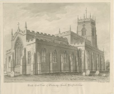 Igreja de Penkridge: desenho em sépia, 1837 de John Buckler