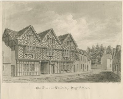 Penkridge Town - Old House: desenho em sépia de John Buckler