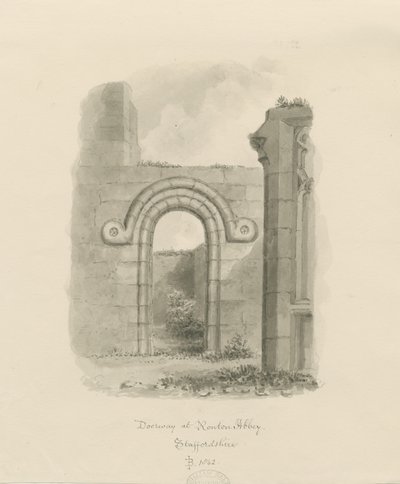 Abadia de Ranton [Priorado] - Restos de uma porta: desenho sépia de John Buckler