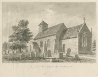 Igreja de Ranton: desenho em sépia, 1842 de John Buckler