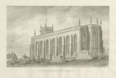 Igreja Rowley Regis: desenho em sépia, 1847 de John Buckler