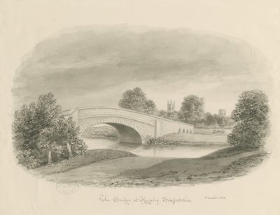 Rugeley Town - Ponte: desenho sépia, 1842 de John Buckler
