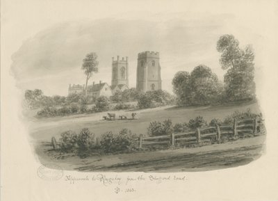Rugeley Town - Da Stafford Road: desenho em sépia de John Buckler