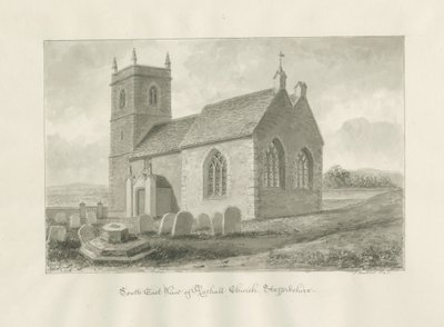Igreja Rushall: desenho sépia, 1845 de John Buckler