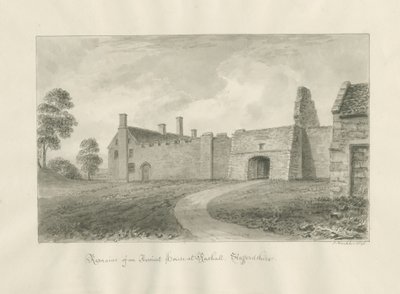Rushall Hall: desenho lavado em sépia de John Buckler