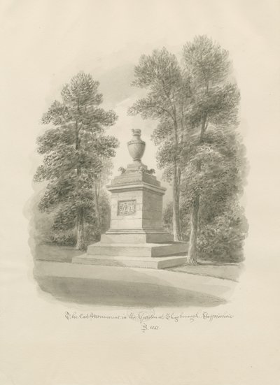 Shugborough - Monumento ao Gato: desenho sépia de John Buckler