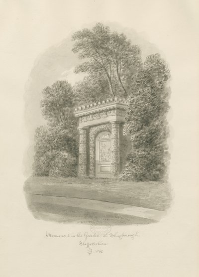 Shugborough - Monumento: desenho em sépia de John Buckler
