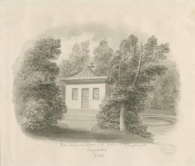 Shugborough - A Sala Chinesa: desenho de lavagem sépia de John Buckler