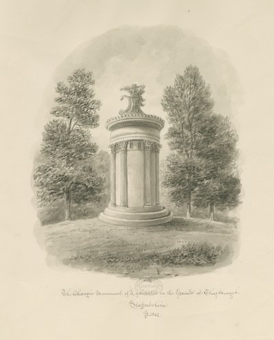 Shugborough - O Monumento Corágico de Lisócrates: desenho sépia de John Buckler