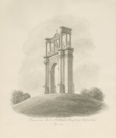 Shugborough - Arco do Triunfo: desenho em sépia de John Buckler