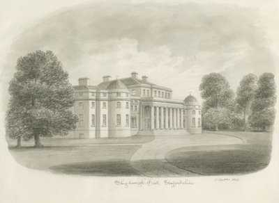 Shugborough Hall: desenho sépia, 1843 de John Buckler