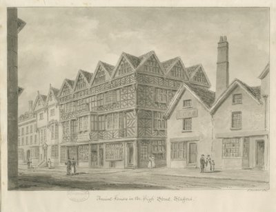 Stafford - Antiga "casa alta": desenho em sépia, 1841 de John Buckler