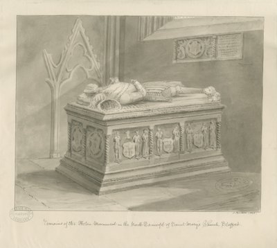 Stafford - Monumento Aston na Igreja de Santa Maria: desenho em sépia de John Buckler