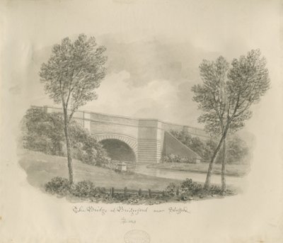 Stafford - Ponte em Bridgeford: desenho sépia de John Buckler