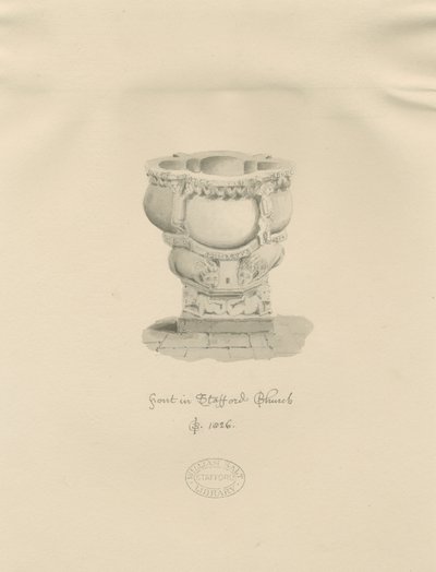 Stafford - Fonte na Igreja de Santa Maria: desenho em sépia, 1826 de John Buckler