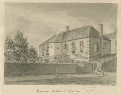 Stafford - Grammar School: desenho em sépia, 1837 de John Buckler