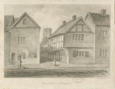 Stafford - Little Church Lane: desenho em sépia, 1841 de John Buckler