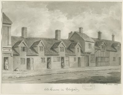 Stafford - Old Houses [in Eastgate Street]: desenho sépia, 1844 de John Buckler