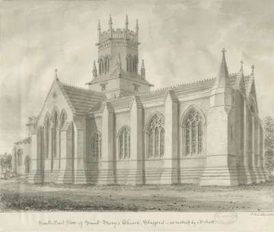 Stafford - Igreja de Santa Maria: desenho sépia de John Buckler