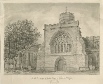 Stafford - Igreja de Santa Maria: desenho em sépia, 1840 de John Buckler