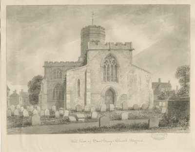 Stafford - Igreja de Santa Maria: desenho em sépia, 1842 de John Buckler