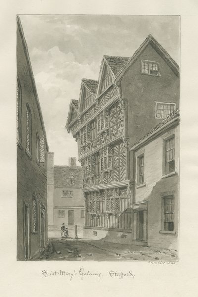 Stafford - St. Mary&39;s Gateway: desenho em sépia de John Buckler