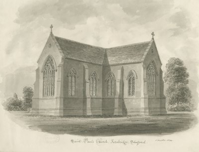 Stafford - Igreja de S. Paulo, Forebridge: desenho sépia de John Buckler