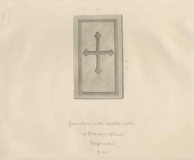 Igreja Standon - Lápide: desenho em sépia de John Buckler