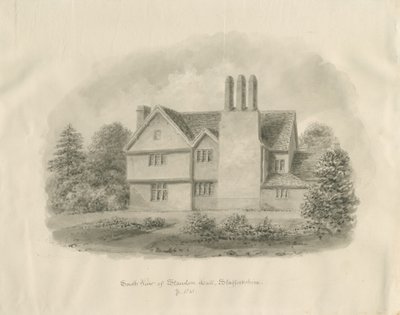 Standon Hall: desenho sépia de John Buckler
