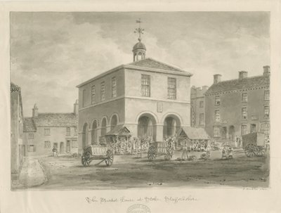 Stoke-upon-Trent - Casa de Mercado: desenho sépia de John Buckler