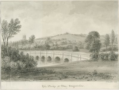 Pedra - ponte sobre o rio Trento: desenho em sépia, 1844 de John Buckler