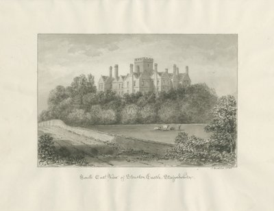 Stourton Castle: desenho em sépia, 1846 de John Buckler