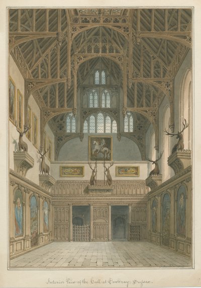Sussex - Cowdray House - Interior do Hall de John Buckler