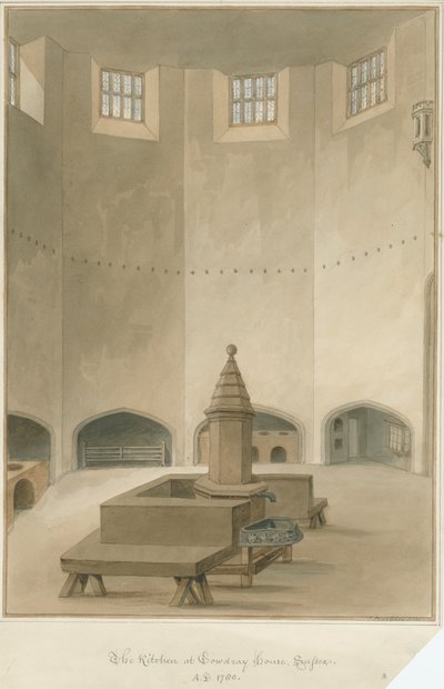 Sussex - Cowdray House - Interior da cozinha, 1830 de John Buckler
