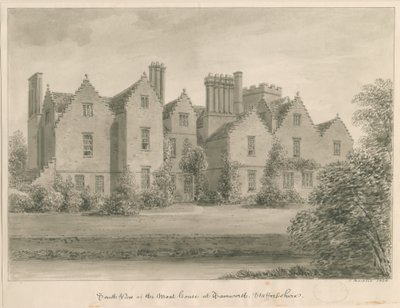 Tamworth - The Moat House: desenho em sépia de John Buckler