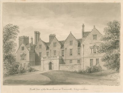 Tamworth - A casa do fosso: desenho sépia de John Buckler