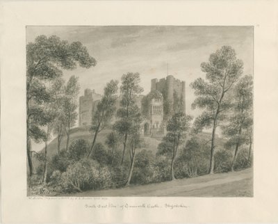 Castelo de Tamworth: desenho em sépia, abril de 1849 (desenho) de John Buckler