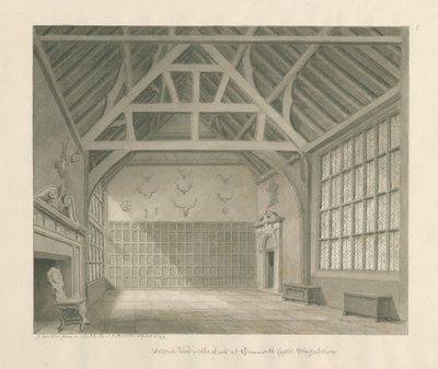 Castelo de Tamworth: desenho em sépia, abril de 1849 (desenho) de John Buckler