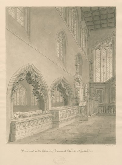 Igreja de Tamworth - Monumentos: desenho em sépia de John Buckler