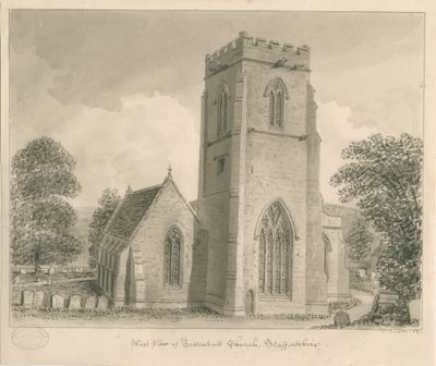 Igreja de Tettenhall: desenho em sépia, 1837 de John Buckler