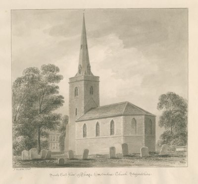 Igreja Thorpe Constantino: desenho de lavagem sépia de John Buckler