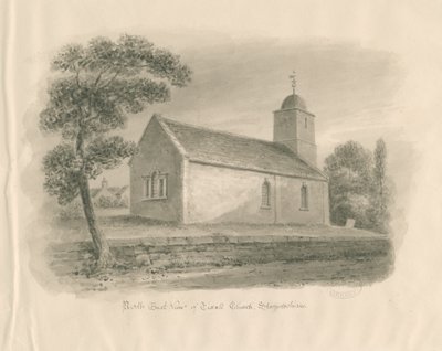 Igreja de Tixall: desenho em sépia, nd [ 1841] de John Buckler
