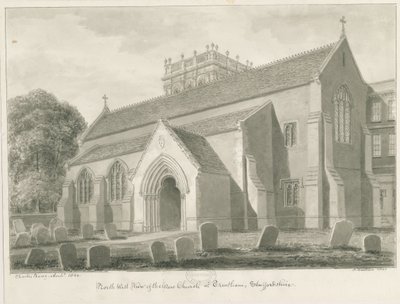 Trentham - Nova Igreja: desenho em sépia, 1844 de John Buckler